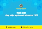 Quyết định công nhận nghiên cứu sinh năm 2020