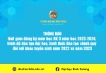 TB thời gian đăng ký môn học học kỳ 3 năm học 2023 2024, trình độ đào tạo đại học, hình thức đào tạo chính quy đối với khóa tuyển sinh năm 2022 và khóa tuyển sinh năm 2023