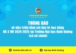 về việc triển khai xét duy trì học bổng học kỳ 3 năm học 2024 2025 tại Trường Đại học Bình Dương cơ sở chính