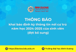 Thông báo khai báo định kỳ thông tin nơi cư trú  năm học 2024 2025 của sinh viên