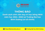 Danh sách sinh viên duy trì học bổng học kỳ 3 năm học 2024  2025  tại Trường Đại học Bình Dương cơ sở chính