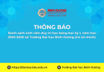 TB Danh sách sinh viên duy trì học bổng học kỳ 1, năm học 2025 2026 tại Trường Đại học Bình Dương Cơ sở chính