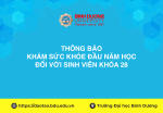 Thông báo khám sức khỏe đầu năm tân sinh viên khóa 28